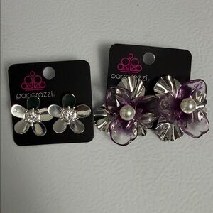 Paparazzi Silver and Purple Floral Earrings
